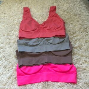 Lot of 4 Soft Non-Padded Sport Bras